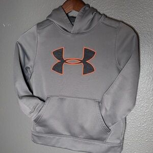 Under Armour Charcoal Hoodie with Neon Orange Emblem